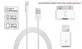 Apple MFI Certified Lightning Cable, Smartgik® Lightning to USB Cable 3ft; Micro Usb to 8-pin Adapter & 30pin to Micro Usb Charger for Apple Iphone 4 5 5s 5c 6 6s Plus Ipod Ipad Mini Air 2 3 4 iOS9