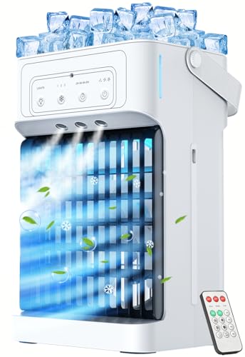 Portable Air Conditioner, 3 Speeds, 3 Mist Settings, 1100ml XL Water Tank, 2~8h Timer, Air Conditioner Portable, Climatiseur Portatif, Personal Small Mini Air Conditioner Cooling Fan for Room Bedroom