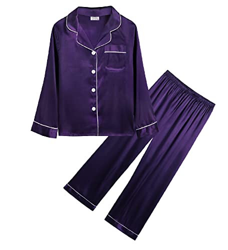 SWOMOG Kid Girls Boys Silk Satin Pajamas Set