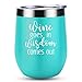 Wine Goes In Wisdom Comes Out - LEADO 12 oz Stainless Steel Wine Tumbler with Lid and Straw, Insulated Stemless Novelty Sippy Cup, Perfect Gift Idea for Adults (Mint)