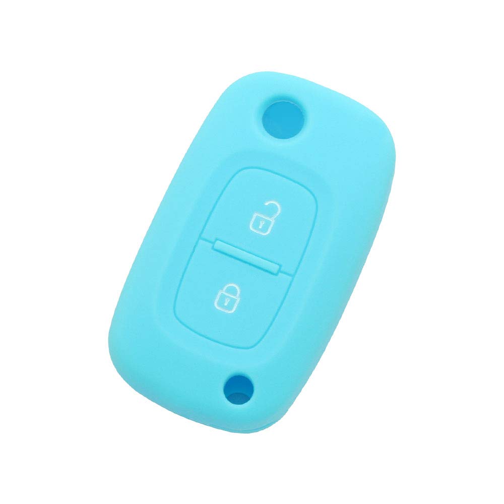 BROVACS Silicone Cover Protector Case Holder Skin Jacket Compatible with RENAULT 2 Button Flip Remote Key Fob CV9352 Light Blue