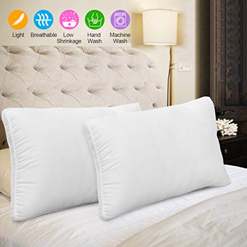 Kindak Bed Pillow, Bed Pillows White Hypoallergenic Dust Mite Resistant with Zipper Adjustable Loft Shred Fiber, Reading Bed Rest Pillows Down for Home Hotel Collection Sleeping Bedding (Pillow) - Thumbnail 5