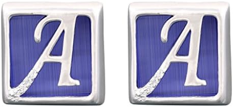 Designer Rhodium Plated Mona Lisa Stone Initial a Cufflinks for Men & Women (Blue)
