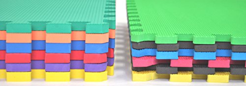 Non-Toxic 24" X 24" X ~9/16" Extra Thick Non-Recycled Quality Rainbow Baby Waterproof Playmats (Set of 6): Red, Orange, Yellow, Green, Blue & Purple