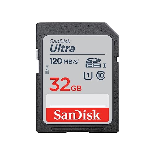 SanDisk Ultra 32GB SDHC Memory Card, Up to 120 MB/s, Class 10, UHS-I, V10, Confezione da 3