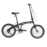 Murtisol Folding Bike 20’’ Men’s and Women’s Bike Fast Speed 6 Speed Commuter Bike Shimano Derailleur Bicycle Black
