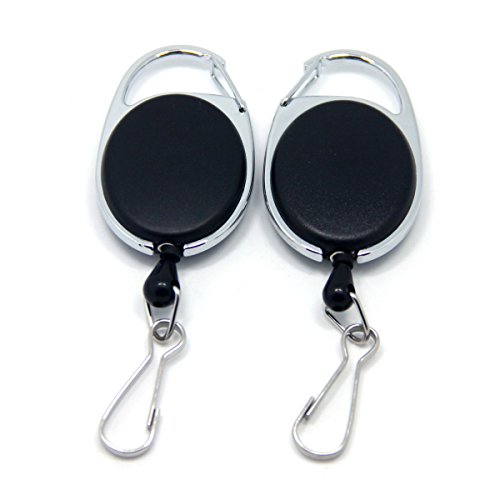 SAMS FISHING 2PCS Fly Fishing Zinger Retractable Reel Badge Holder with Quick Release Spring Clip (A074)