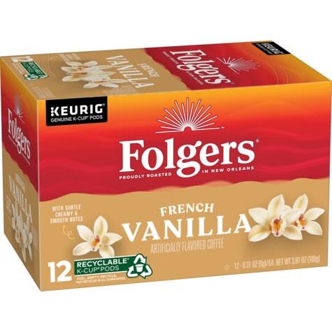 FOLGERS, GOURMET SELECTIONS, K-CUP SINGLE SERVE COFFEE, 12 COUNT, 3.38OZ BOX(PACK OF 3) (VANILLA BISCOTTI)