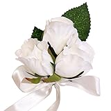 Pin corsage/Boutonniere(XLPC001-WT)-Beautiful Quality Keepsake corsage/Boutonniere (Pin included) (White)