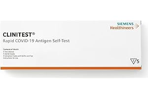 SIEMENS HEALTHINEERS CLINITEST Rapid COVID-19 Antigen Self-Test, 1 Pack, 5 Tests Total, Test results in 15 minutes, FDA EUA Authorized OTC at-Home Self Test Kit