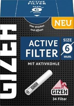 Gizeh 170 x Active Tips Slim Aktivkohlefilter 6mm 5x34er Filtertips