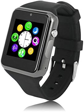 Iskil S79 Bluetooth Wrist Smart Watch Phone 1.54inch Touch Screen Smartwatch with Camera Pedometer Support GMS SIM Card for Iphone and Android (Black+Black)