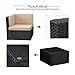 Wisteria Lane Outdoor Furniture Set, 7 PCS Patio Sectioanl Sofa All Weather Wicker Seating with Ottoman and Table, Black