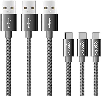 USB Type C Cable, ORONEXT USB C Cable to USB A Nylon Double Braided Charger Cord for Samsung Note 8, Galaxy S8, Apple New Macbook, Nexus 6P 5X, Google Pixel, LG G5 G6 and more - 3 Pack - 6 ft - Gray