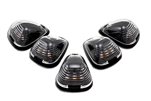 Cab Roof Lights Markers 5 Piece pc COVERS with BASE in CLEAR Lenses Assembly CRL 264143CL for 99 -14 Ford F250 F350 F450 F550 F650 Superduty Excursion (with Built-in LED Amber Bulbs) 99 00 01 02 03 04 05 06 07 08 09 10 11 12 13 14 1999 2000 2001 2002 2003 2004 2005 2006 2007 2008 2009 2010 2011 2012 2013 2014