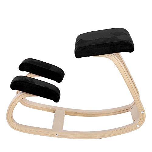 Ergonomic Kneeling Chair, Wooden Stool Kneeling Office Chair Comfortable Kneeling Chair (Black)
