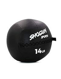 Shogun Sports Soft Wall Ball. Pelota de medicina duradera para entrenamiento de fuerza, acondicionamiento y cruz. Ideal para bolas de pared, almuerzos, almejas, torceduras. Disponible en (10, 14, 20 lb).