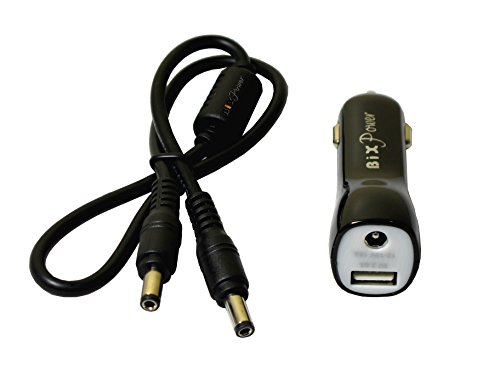 BiXPower Car Cigarette Male Plug to 5.5 x 2.5mm Female or Male Barrel Connector Adapter with 5V USB Port