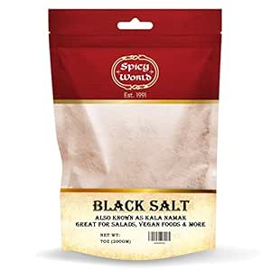 Spicy World Black Salt (Kala Namak Mineral) 7 Oz - Vegan, Pure, Unrefined, Non-GMO &amp; Natural - Perfect for Tofu Scramble, Egg Taste