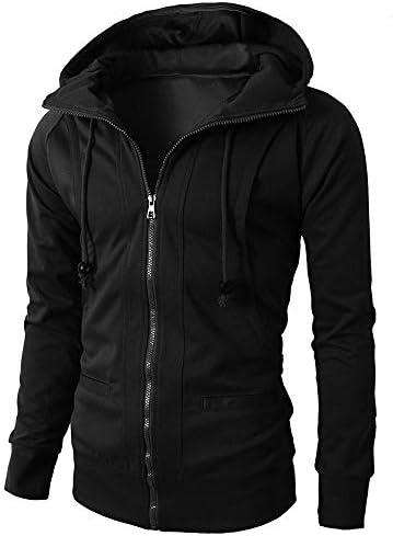 HOMEBABY Hoodies Jacket for Men Autumn Fashion Long Sleeve Zipper Pockets Hooded Sweatshirt Long Sleeve Sportswear Workout Fitness Yoga Tops Pullover Jumper