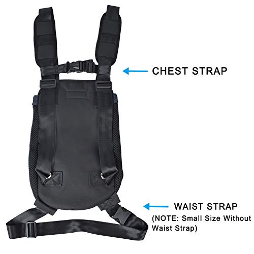 PetBonus Denim Front Kangaroo Pouch Dog Carrier, Wide Straps with Shoulder Pads, Adjustable and Legs Out Pet Backpack Carrier, for Walking, Travel, Hiking, Camping, Black, XX-Large - Thumbnail 2