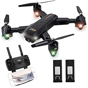 ScharkSpark Drone Thunder with Camera Live Video, RC Quadcopter with 2 Batteries, Easy to Operate for Beginners, Foldable Arms, 2.4G 6-Axis, Headless Mode, Altitude Hold, One Key Take off and Landing,
