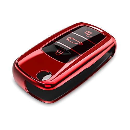 kwmobile autosleutel hoesje compatibel met VW Skoda Seat 3-knops autosleutel - autosleutel behuizing in hoogglans rood - Afbeelding 5