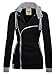 DJT Womens Oblique Zipper Slim Fit Hoodie Jacket Medium Black