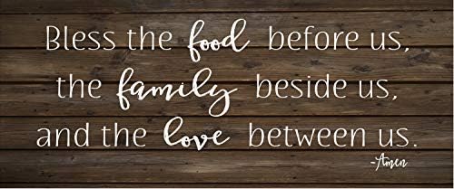 Mother's Day Bless The Food Before Us The Family Beside Us and The Love Between Us Thanksgiving Christmas Hostess Gift Wood Plaque Cabin Wall Art Home Family Decoration Sign