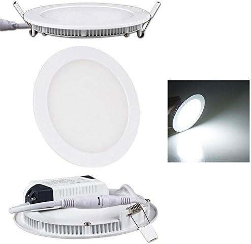 RCLITE 9W 110V Non-Dimmable Round Cool White(6000-6500K) Super Bright Ultra-thin LED Panel Lamp Ceiling Light Lamps,600lm, Ac85-265v, Recessed Flat Down Light with LED Driver (9 Watts)