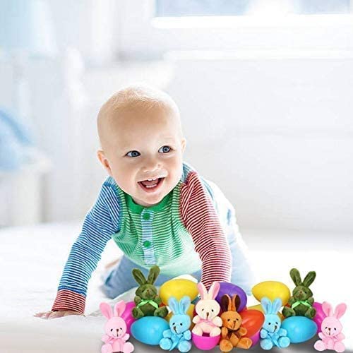 Babylian Easter Eggs Filled with 15 Pcs Mini Plush Bunny Toy Kids Boys and Girls Party Favors