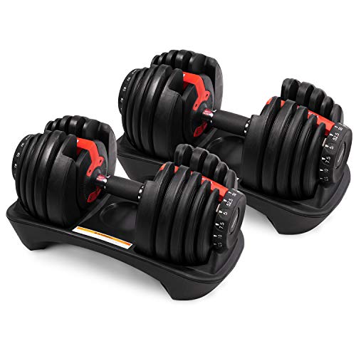 Deloboll Adjustable Dumbbell Set 50 lbs Fitness Dial Dumbbell
