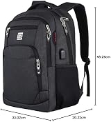 KASIBON Laptop Backpack USB Charging Anti-Theft Water Resistant (Black, M) view 8