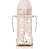GROSMIMI Flip Top Spill Proof Sippy Cup, PPSU, BPA Free, 10 oz, Stage 2 Straw for Toddlers (Unicorn)