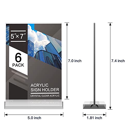 Acrylic Sign Holder 5x7 TShaped Desktop Display Desktop Double Display Stand Clear Table Paper