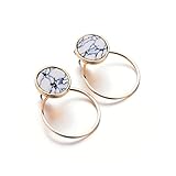 Geerier Golden Metal Chain Marble Accessory Triangle Stone Necklace Round Earrings