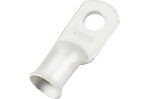 JOYPXF 2 AWG 5/16" Stud (25 pcs.), Heavy Duty Tinned Battery Ring Terminal, 2 Gauge Connectors, 2 Gauge Copper Ring Terminals, Copper Wire Lugs, Bare Copper Eyelets, Tubular Ring Terminal Connectors