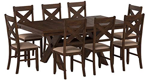Roundhill Furniture Karven 9 Piece Solid Wood Dining Set With Table And 8 Chairs Pricepulse