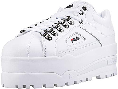 fila trailblazer wedge platform sneaker in white