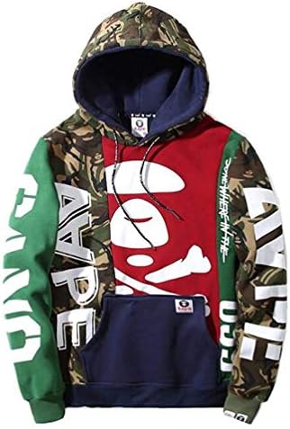 Mazuss AAPE Fashion Camo Letter Printing Plus Velvet Sweater Casual Pullover Hooded for Men/Women