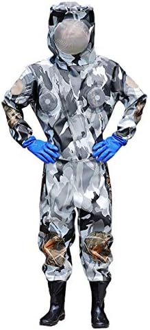 プロの全身養蜂家スーツ 厚手のワンピースハチスーツ フルセット 迷彩養蜂服