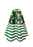 Womens African Maxi Skirt Dashiki Floral Print Striped Long A Line Ball Grown Skirt with Pockets
