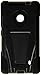 HRWireless T-Stand Impact Kickstand Hybrid Double Layer Fusion Cover Case for Nokia Lumia 521 - Retail Packaging - Black/Black
