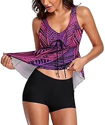 Omichic Vintage Tummy Control Tankini Swimsuits for