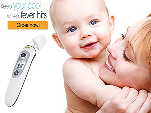 New Generation Forehead and Ear Thermometer for Fever, Digital Medical Infrared Thermometer for Baby, Infants, Kids and Adults, Accurate Baby Clinical Body Fever Thermometers, CE and FDA Approved