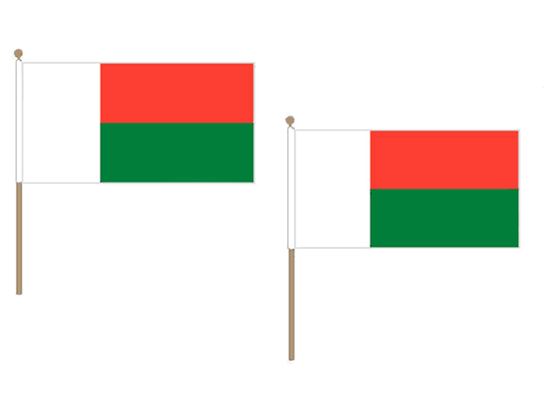 AZ FLAG MADAGASCAR FLAG 12'' x 18'' wood stick - MADAGASCAN FLAGS 30 x 45 cm - BANNER 2x3 in with pole