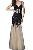 Sunvary 2016 Spaghetti Strap Mermaid Pageant Dress Prom Dress Lace Long - US Size 4- Black