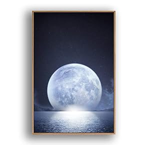 Framed Canvas Wall Art for Living Room, Bedroom Moon with Bright Canvas Prints for Modern Home Decoration Ready to Hang - 16"x24" inches