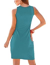 Ecolley - Chaleco de verano para mujer, casual, holgado, sin mangas, cuello redondo plisado