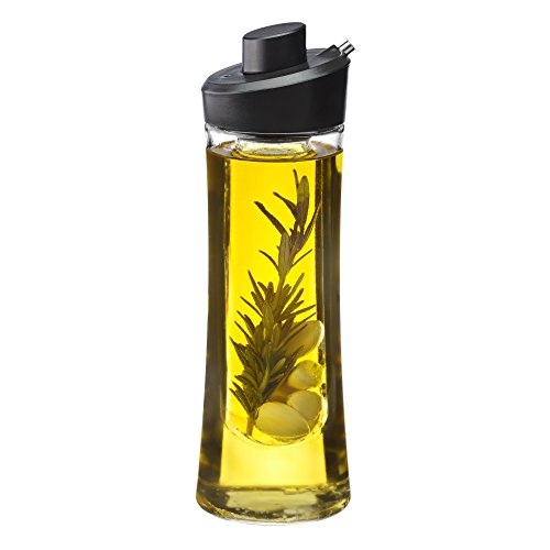 CHEFVANTAGE Olive Oil Dispenser Cruet with Glass Bottle Pourer and Herb Infuser - 20 0z
